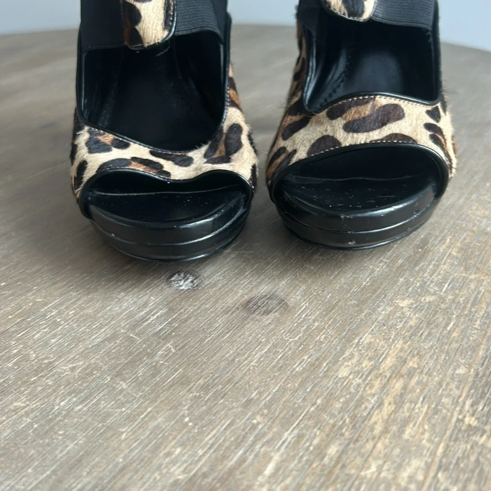 Calvin Klein Sonia Leopard Hair Calf Leather Elastic Platform Stilettos Women’s - Picture 15 of 16